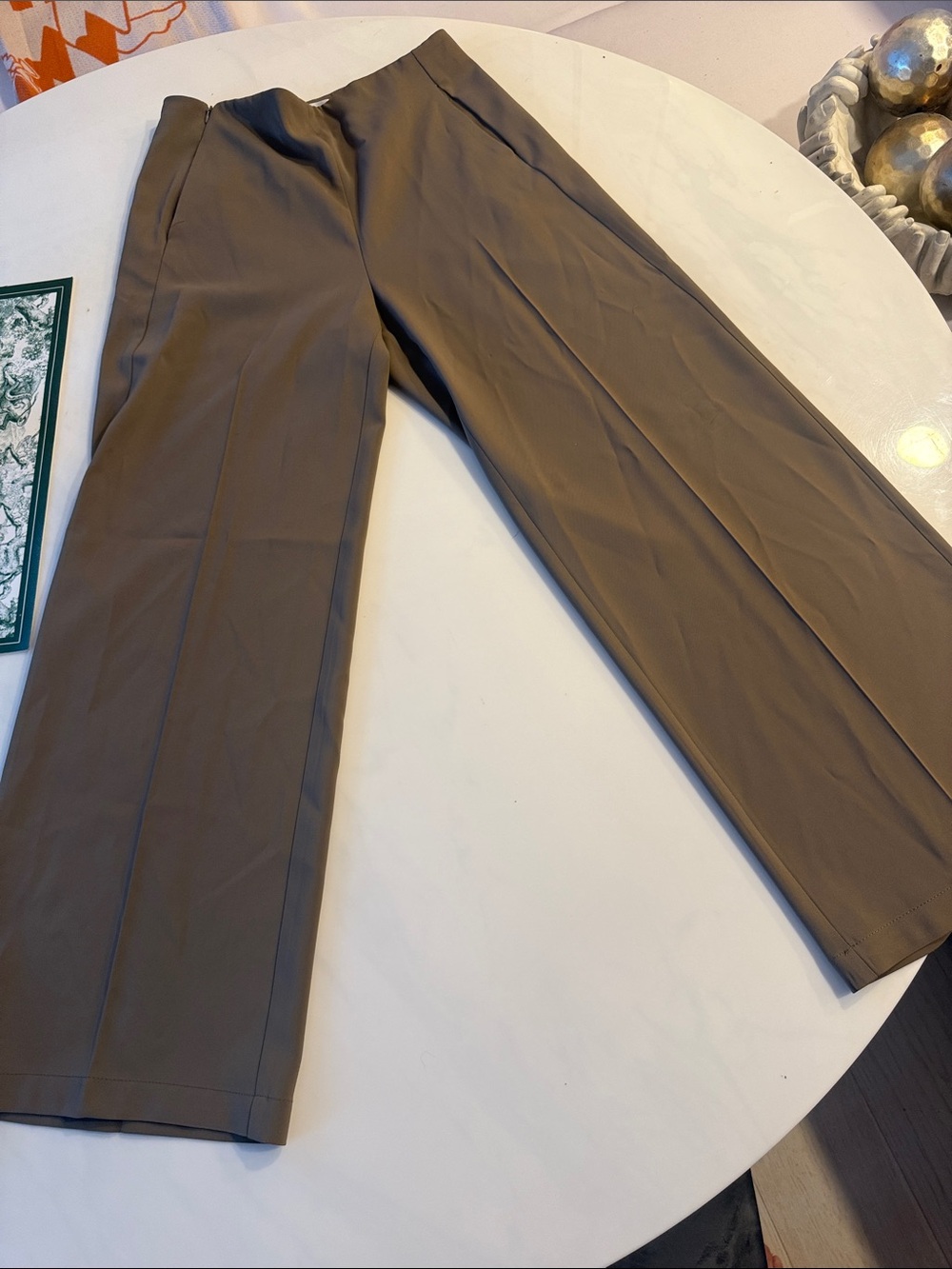Amii Women’s  Straight-Leg Brown Dress Pants